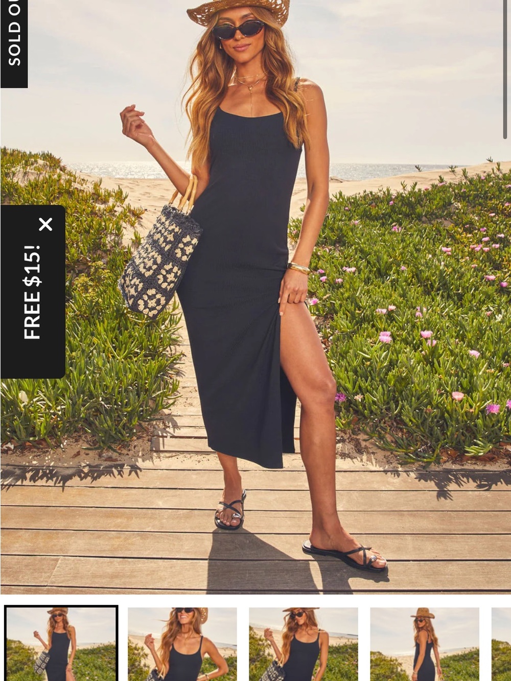 Vici Luna ribbed maxi dress with built in bra- black size XL